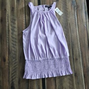 Express Purple peplum high neck tank